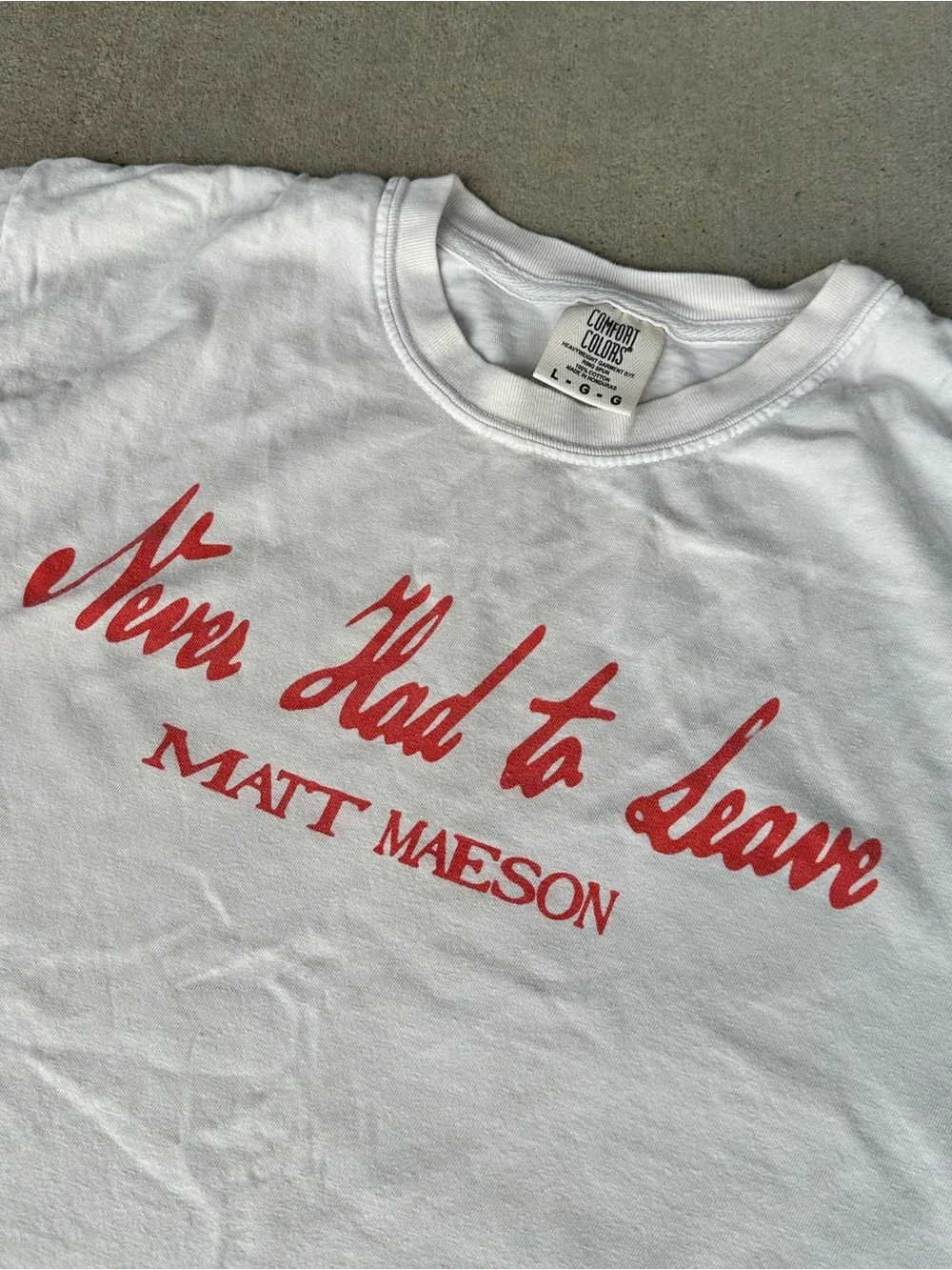 Official 2022 Never Had to Leave Matt Maeson album merch on Comfort Colors